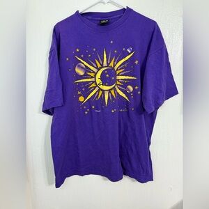 Vtg Soffee Choice Nevada Sun & Moon Puff Paint T Shirt Purple Size X Large 95